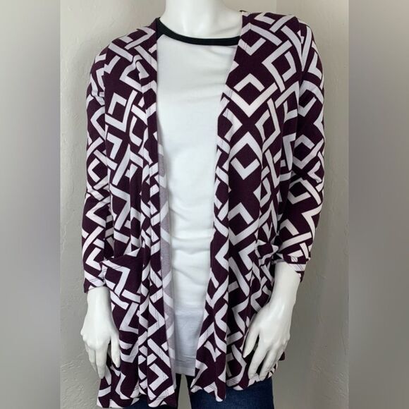 NWT LulaRoe Women’s Brown/Burgundy/Cream Caroline” Long Sleeve Cardigan - XL - Picture 6 of 8